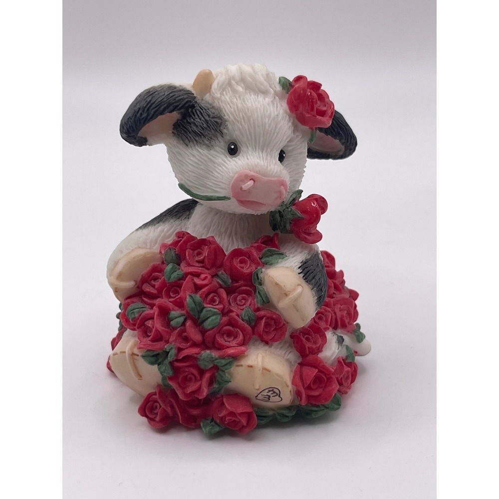 Vintage 1997 Enesco Ador-a-bull Cow Rose Figurine Mary Rhyner-Nadig 296708